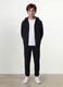 Black organic cotton zip-up hoodie for boys, relaxed fit_1