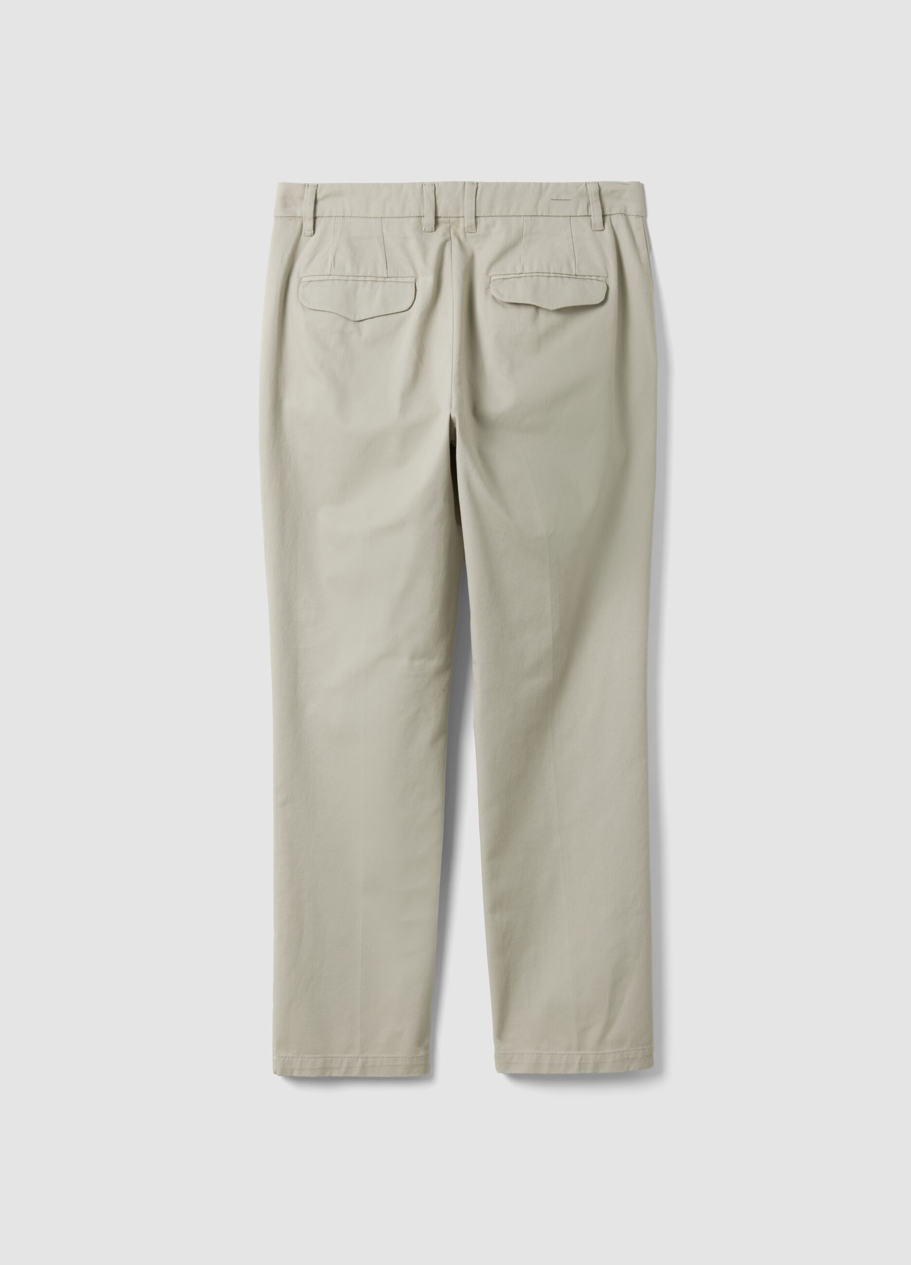 Beige pure cotton regular-fit chino trousers