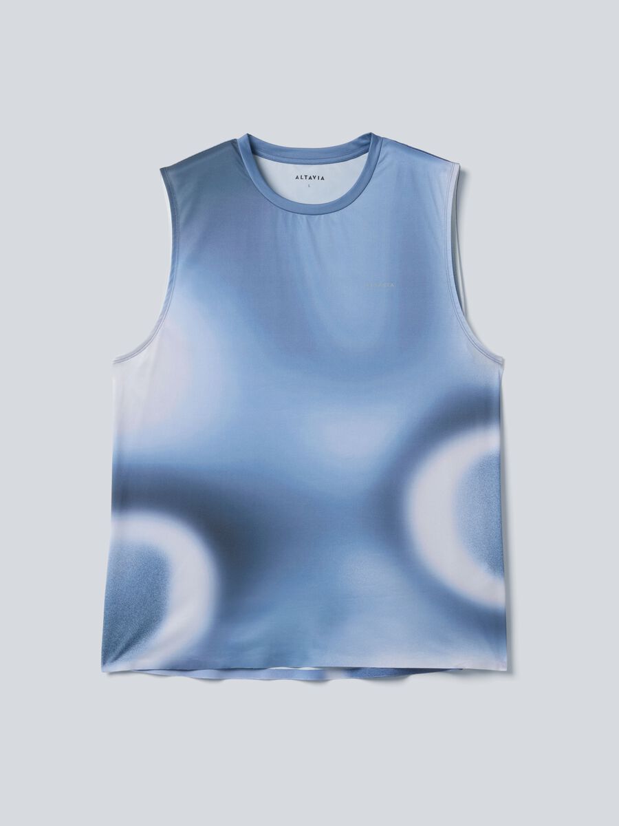 Light Blue ALTAVIA COURT Tank Top in Stretch Fabric with Tie-Dye Effect_4