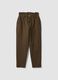 Brown denim baggy-fit jeans in pure cotton with paperbag waist_4