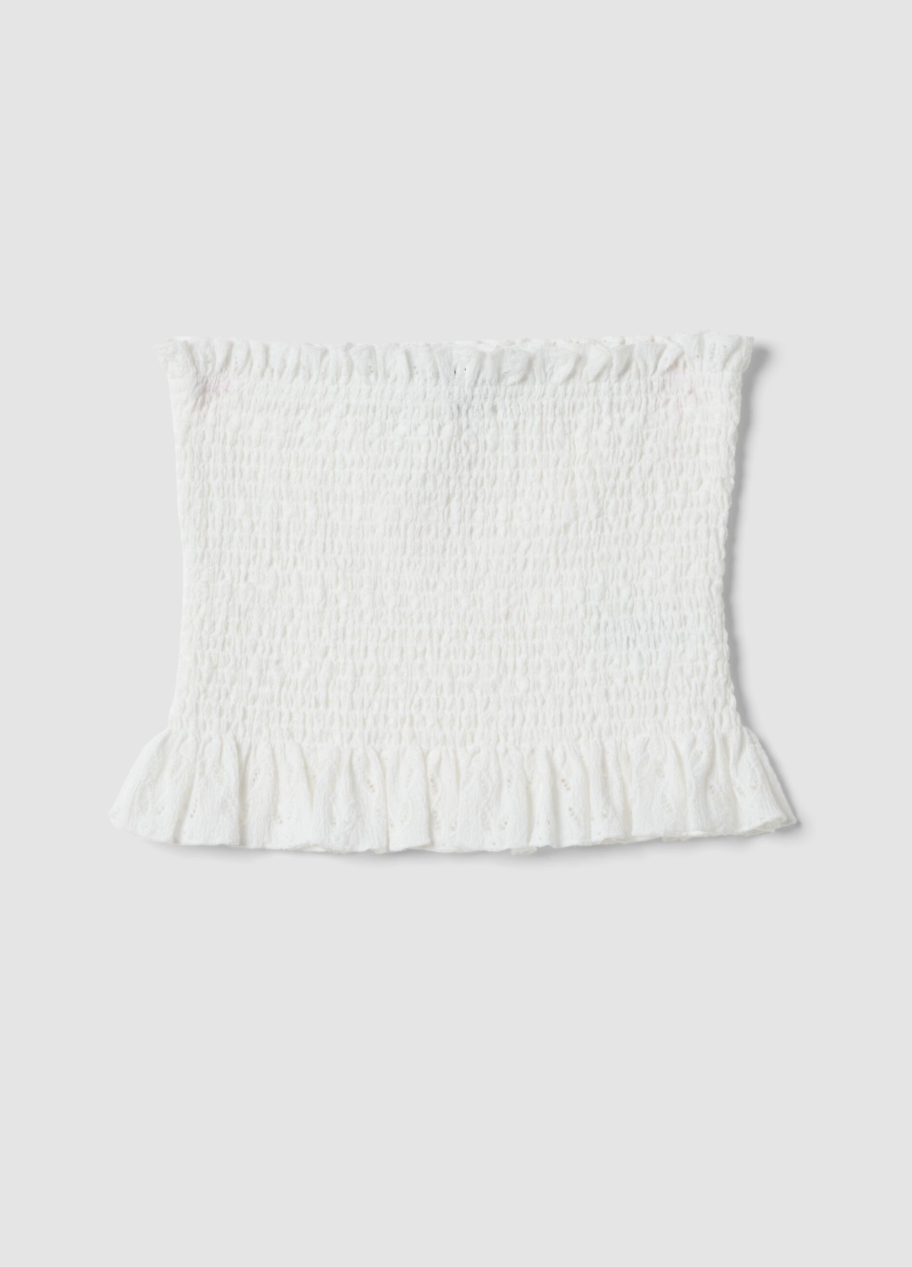 White ruched stretch-fabric top