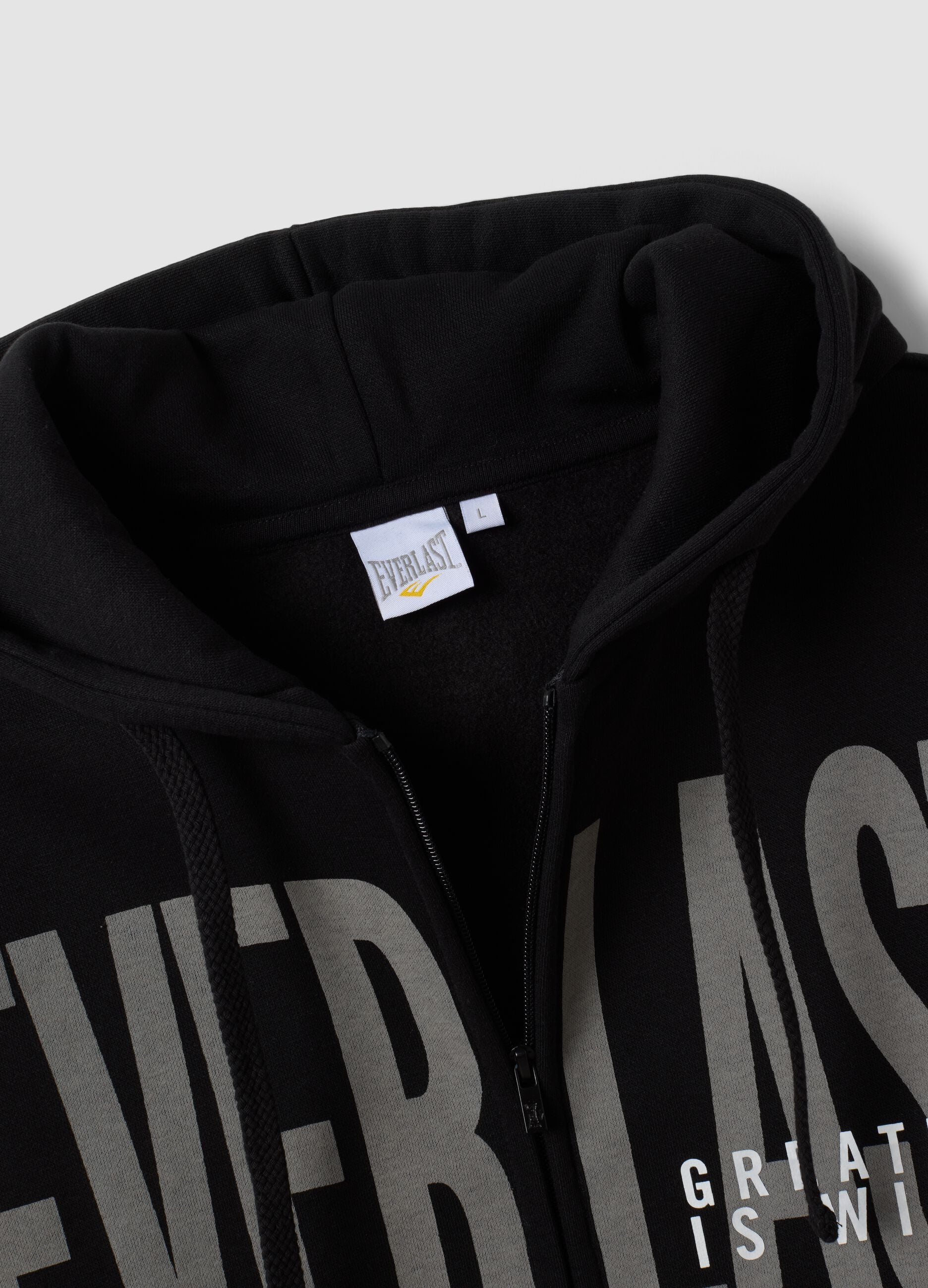 Black cotton-blend zip-up hoodie