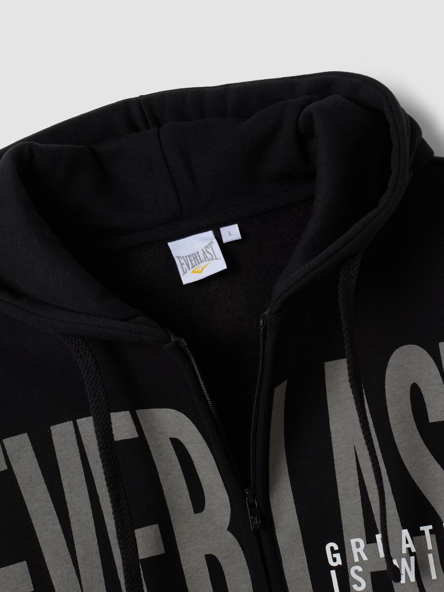 Black cotton-blend zip-up hoodie_5