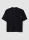 Black pure cotton crew-neck T-shirt with chest pocket, boxy fit_4