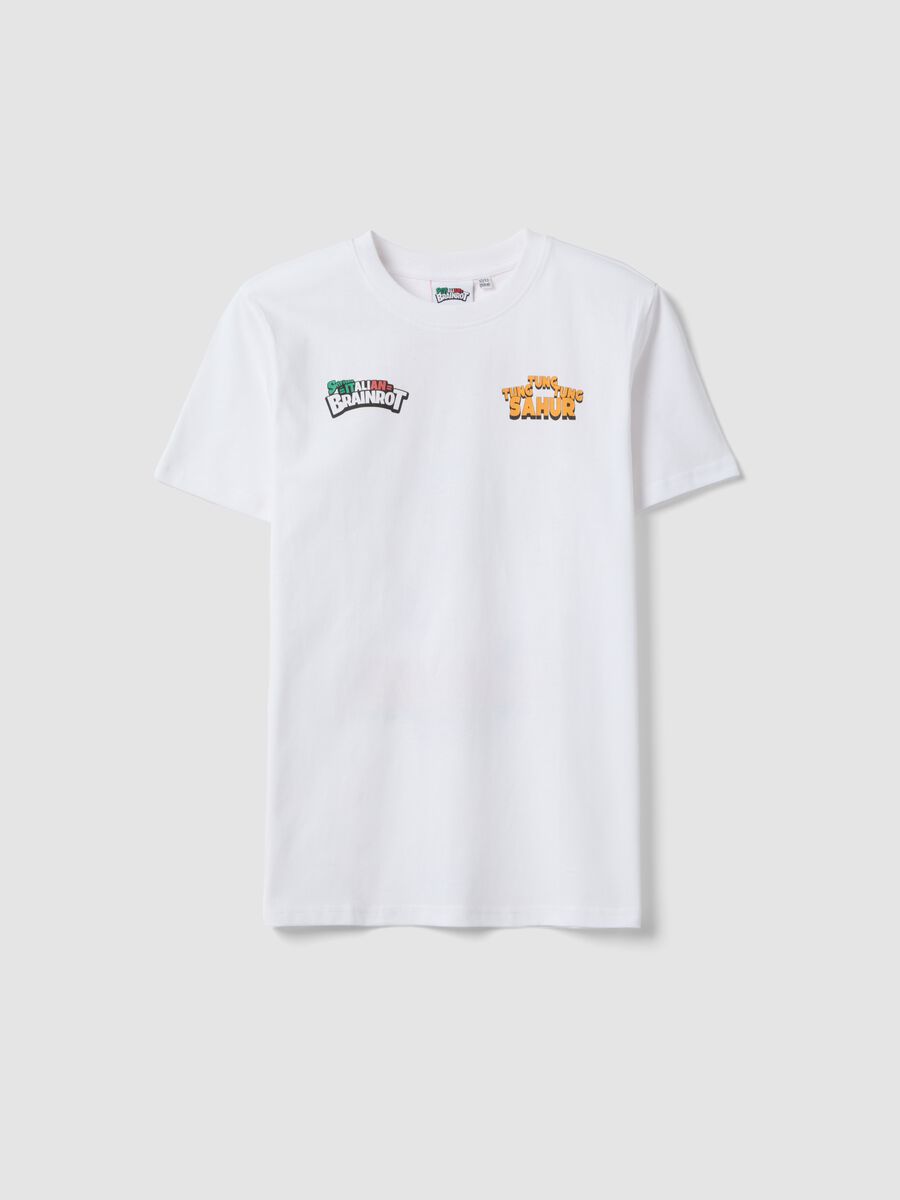 T-shirt in puro cotone bianca da ragazzo regular fit con stampe_3