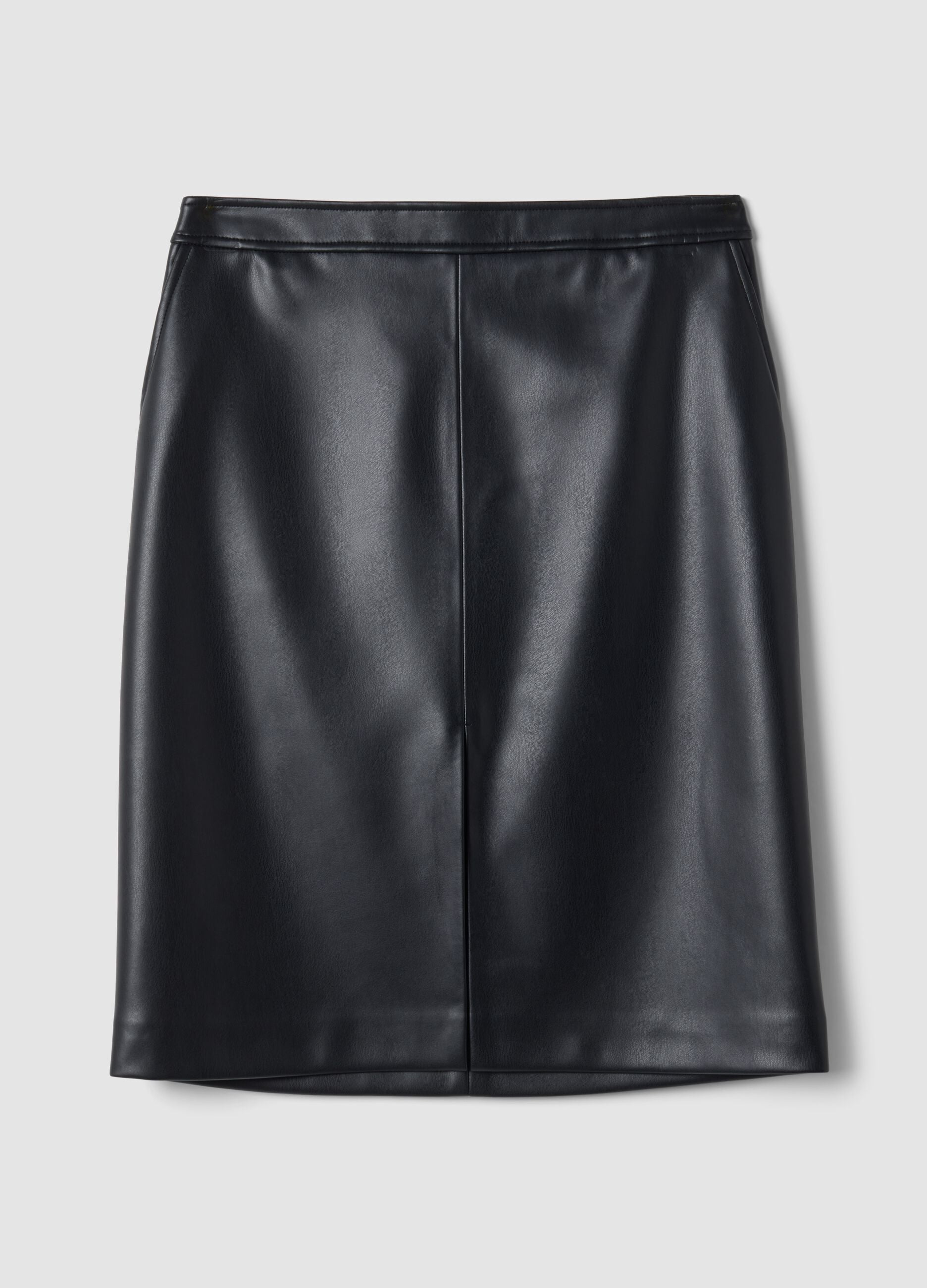 Black lined midi skirt with front slit