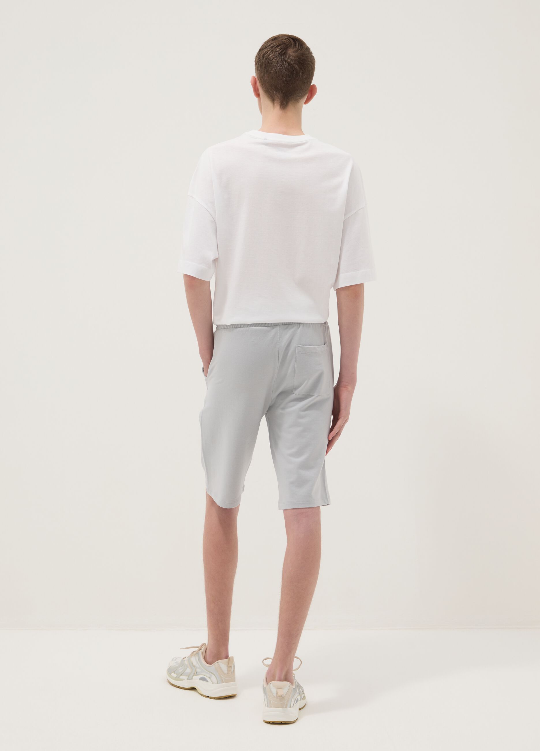 Grey pure cotton shorts with elasticated waist
