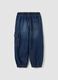 Blue denim joggers in cotton and viscose blend with cargo pockets, relaxed fit_1