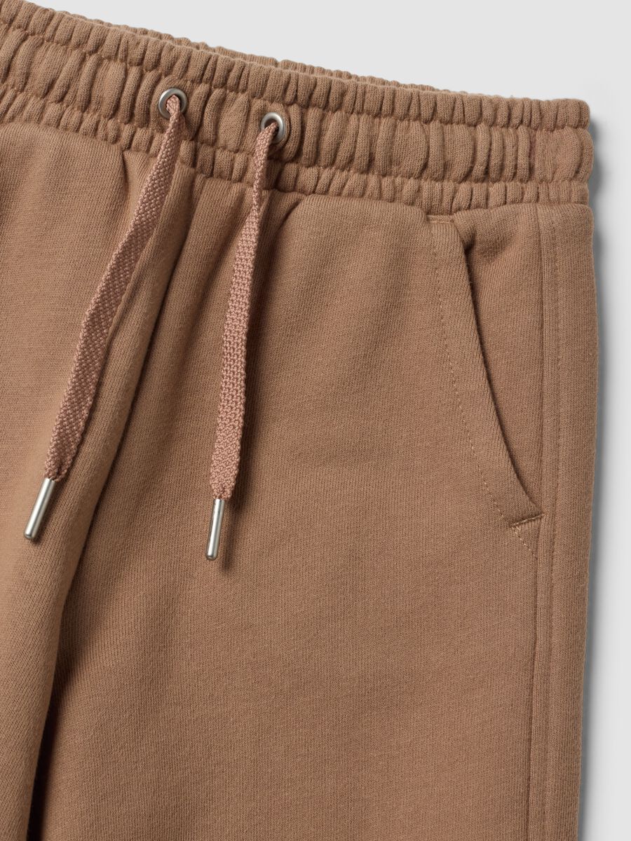 Brown culotte trousers in pure organic cotton for girls_2
