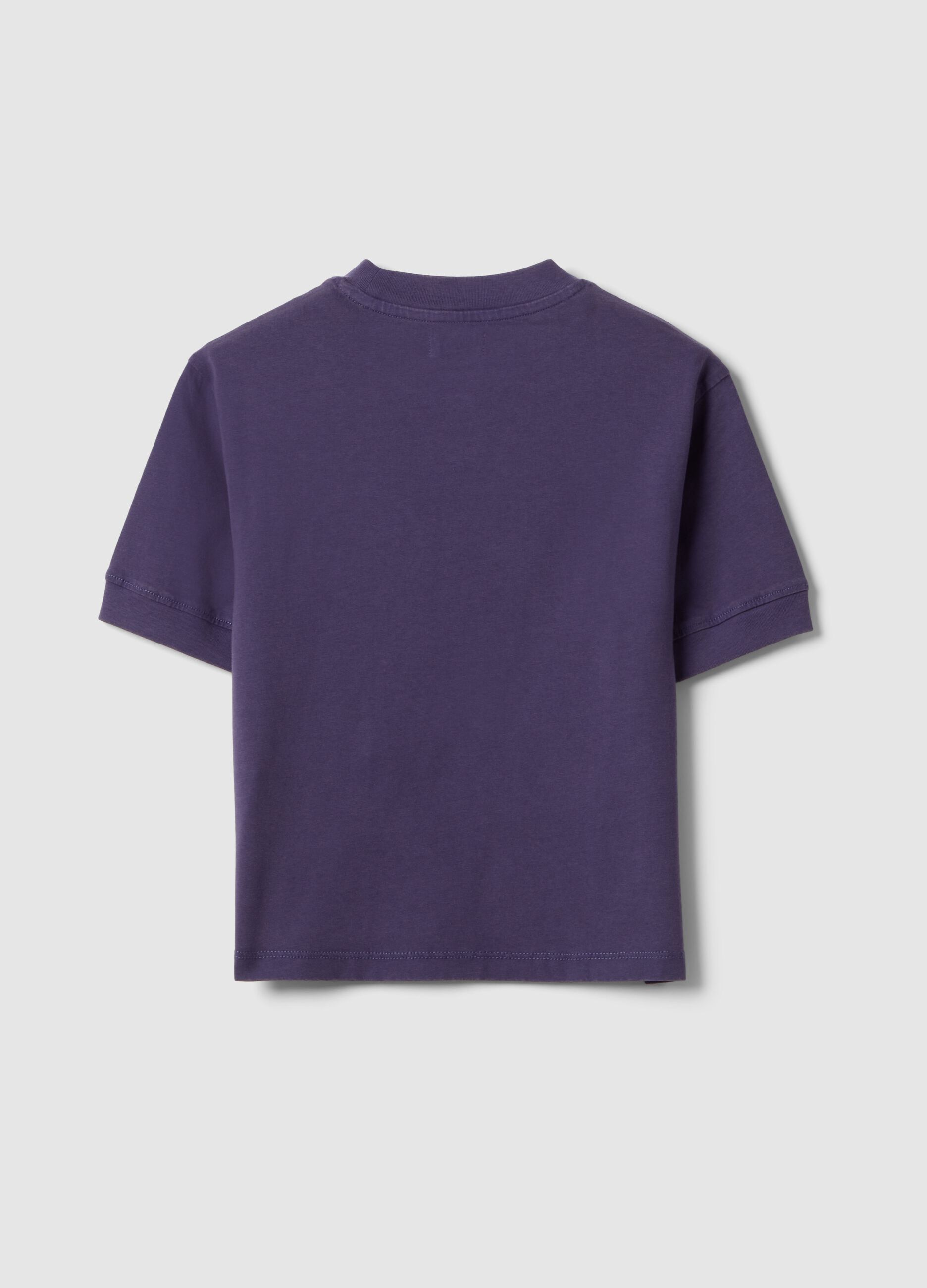 T-shirt in puro cotone viola da bambino regular fit con patch