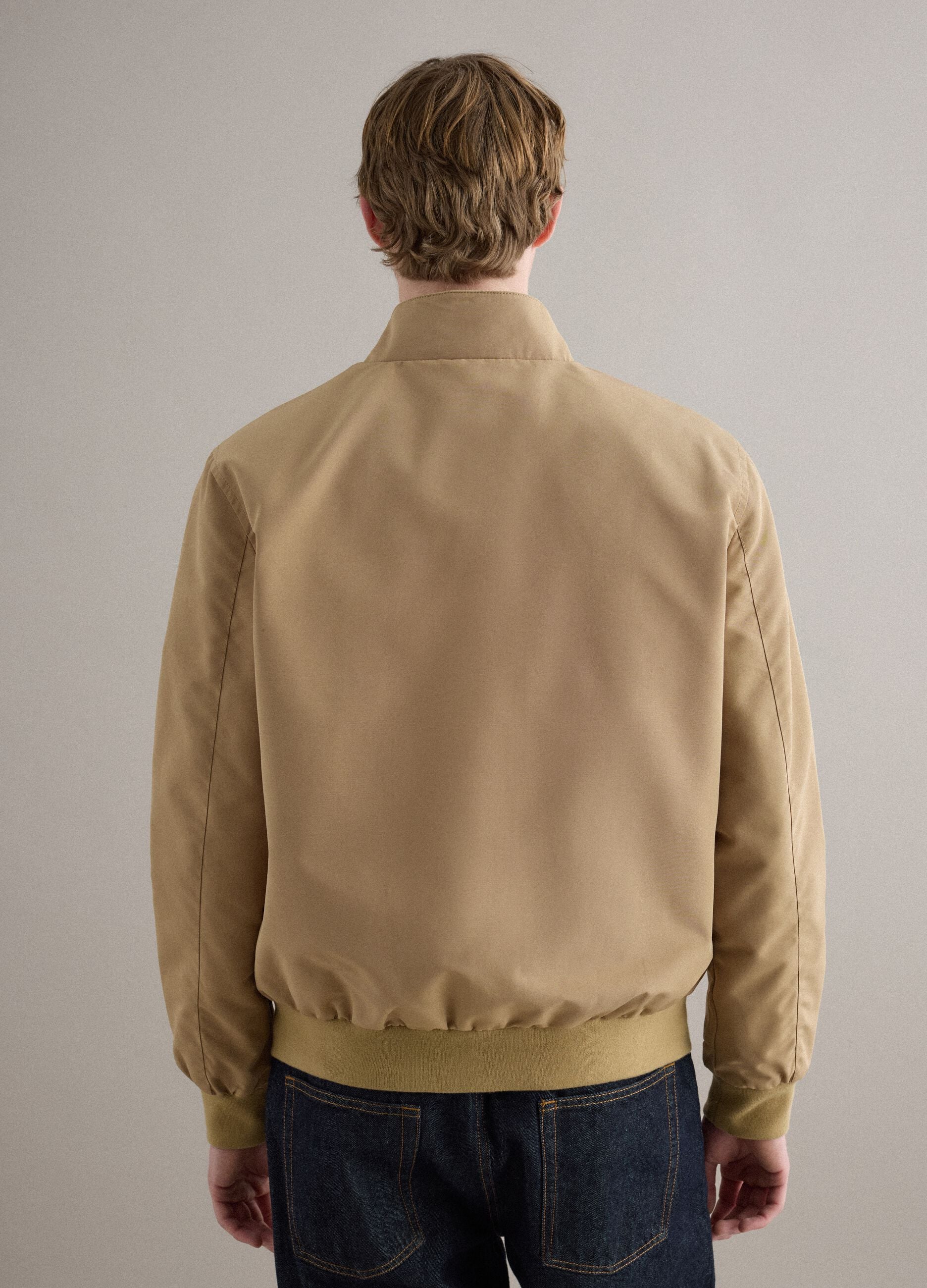 Beige regular fit jacket with zip