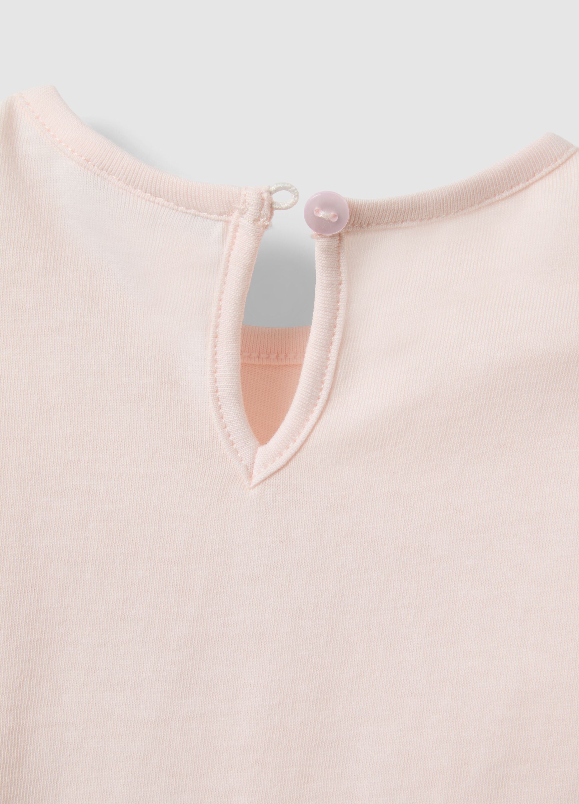 Pink long-sleeve cotton T-shirt
