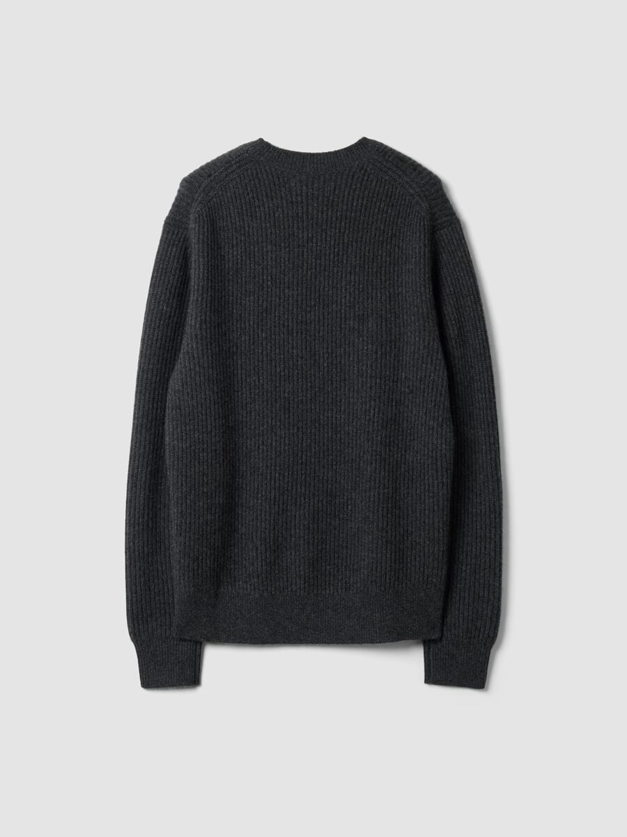 Grey pure cashmere ribbed jumper, regular fit_2