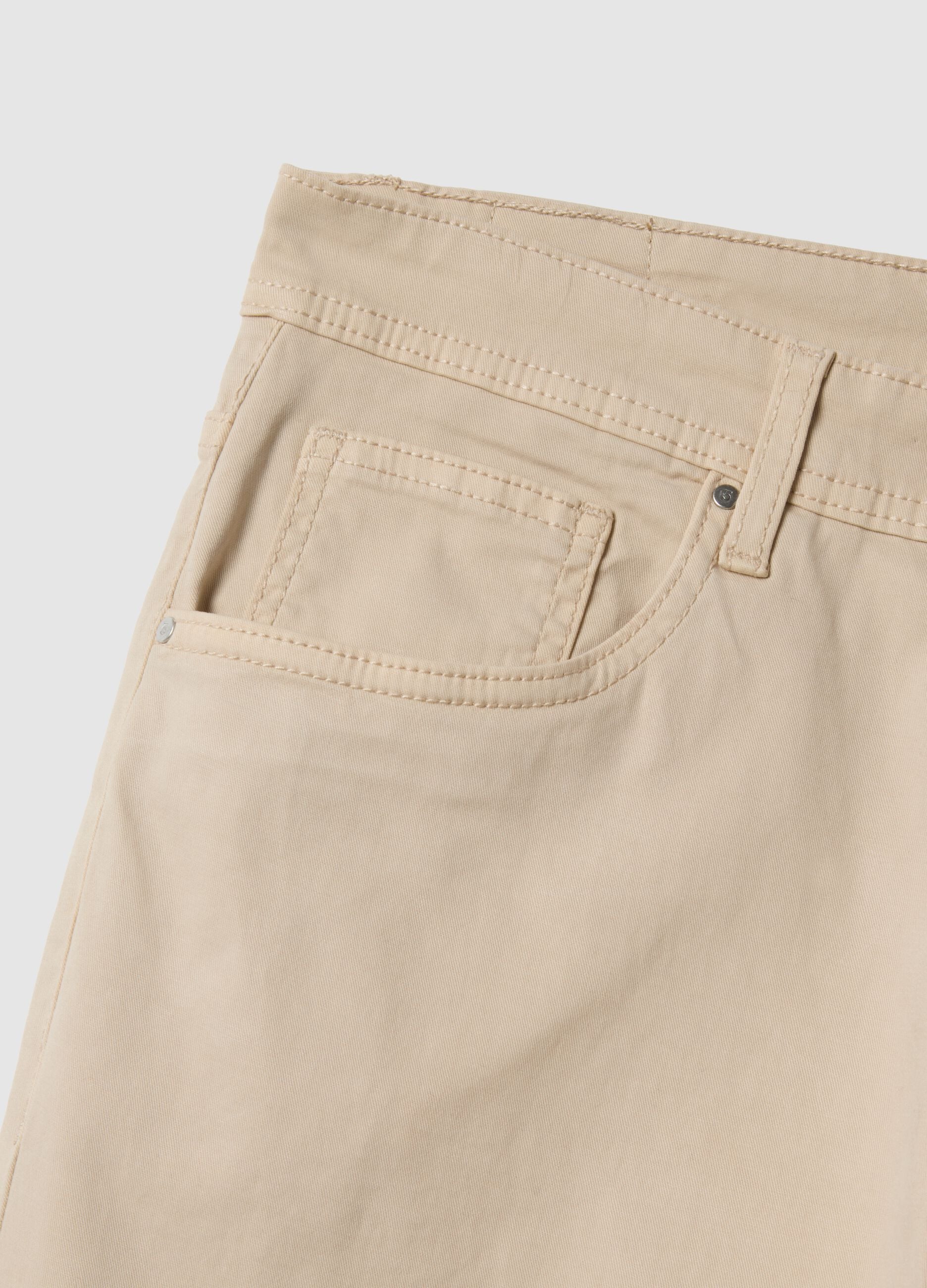 Beige stretch cotton trousers regular fit