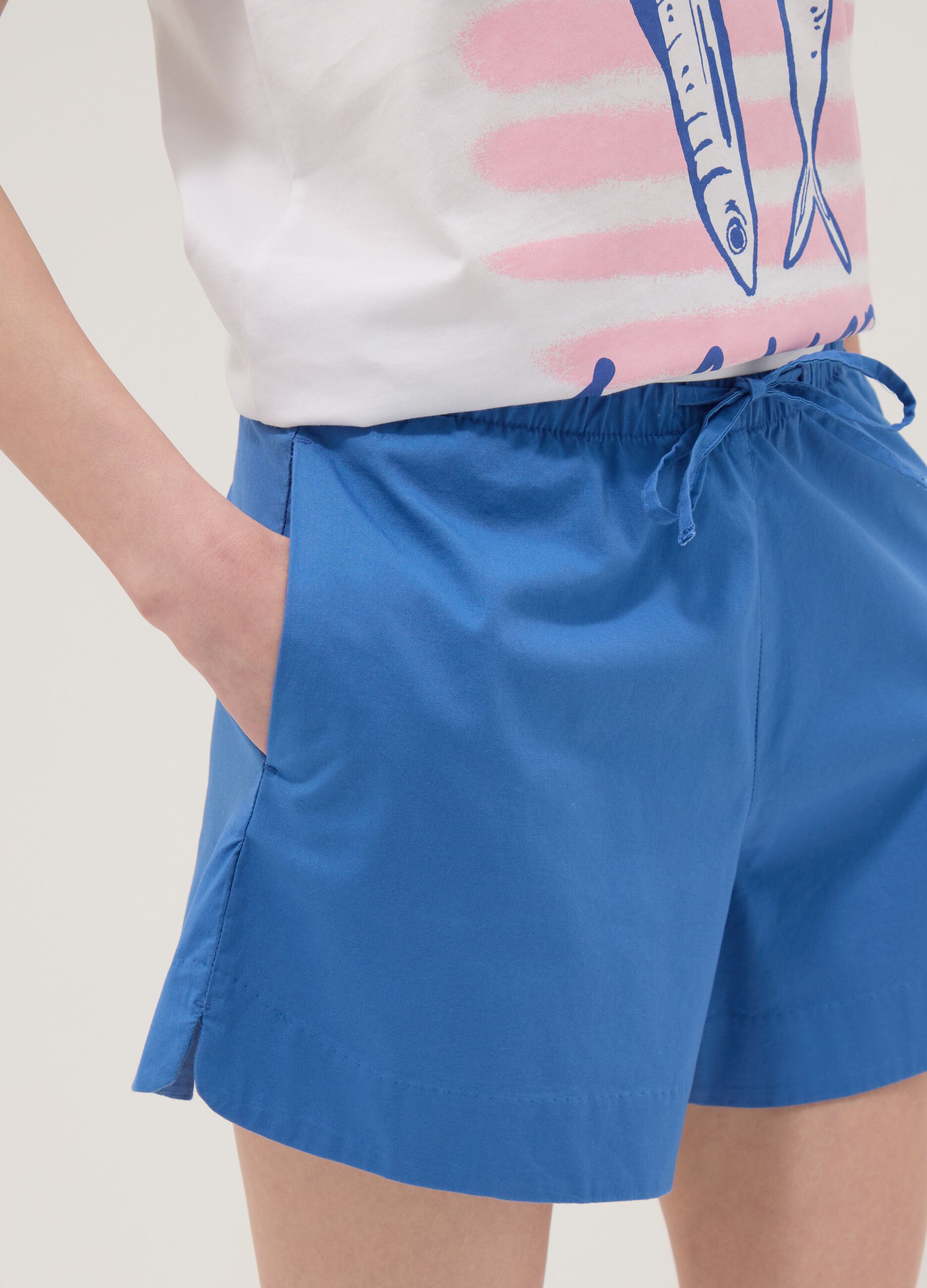 Blue stretch cotton shorts