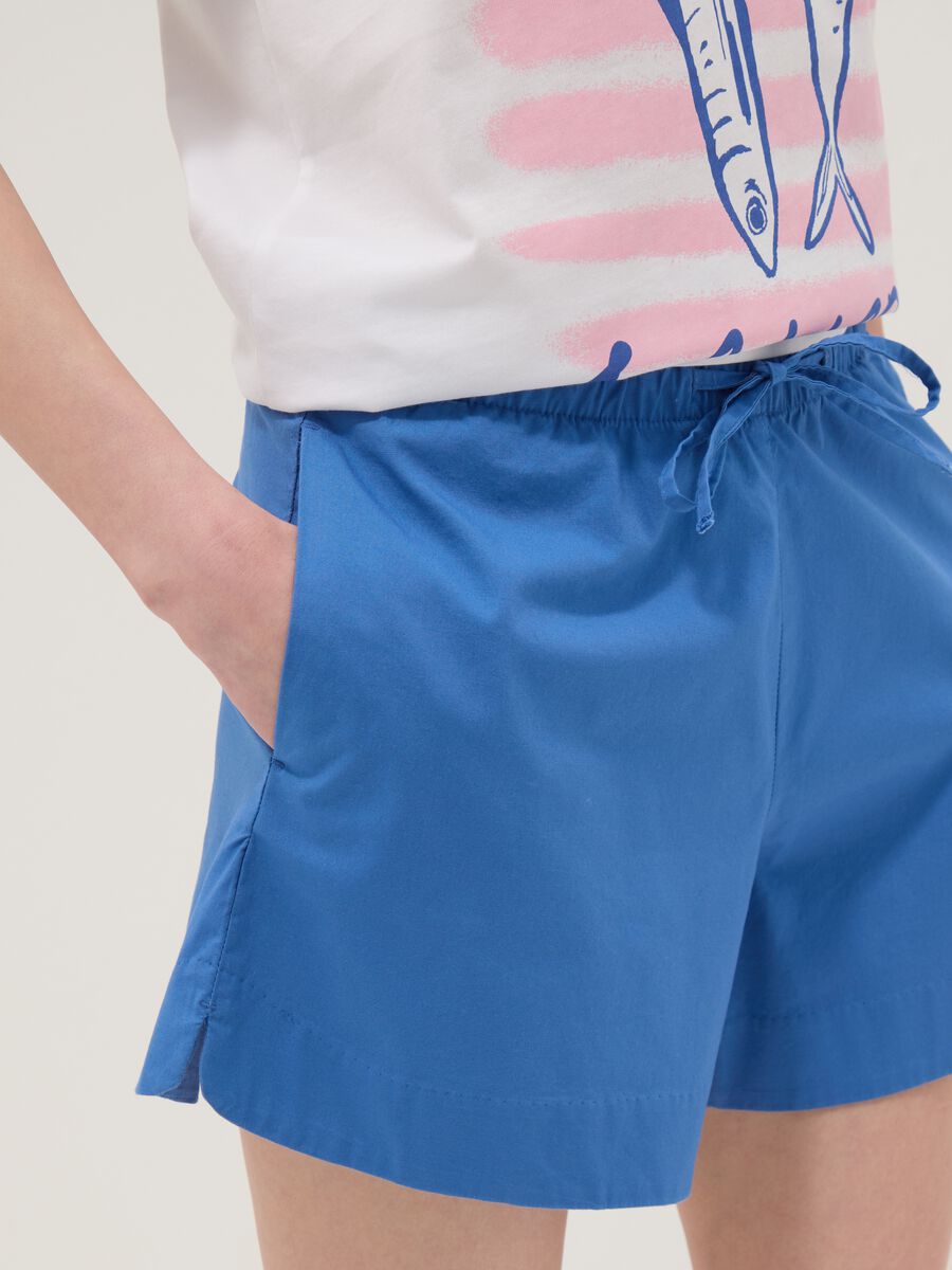 Blue stretch cotton shorts_3