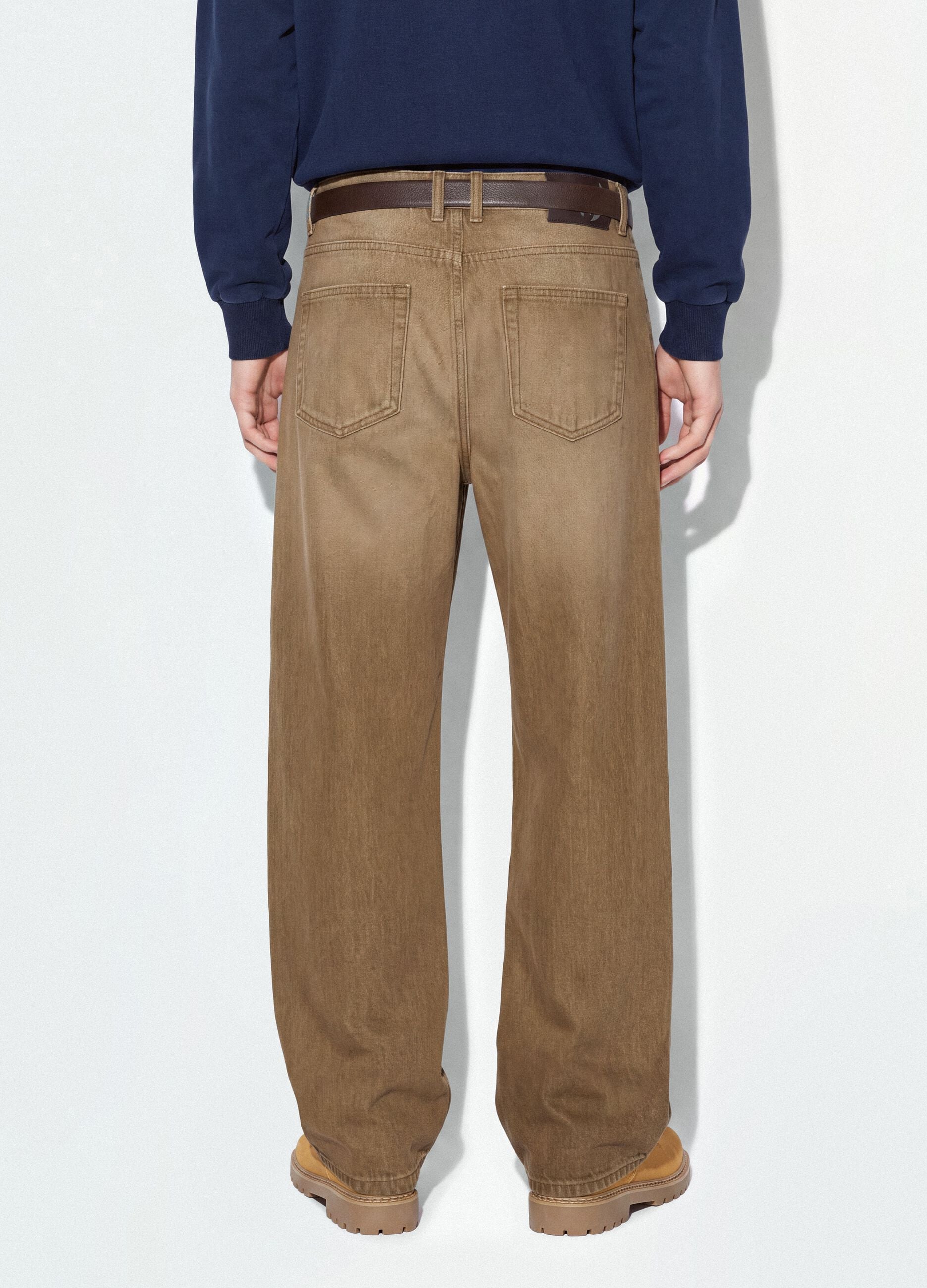 Brown pure cotton barrel-fit jeans