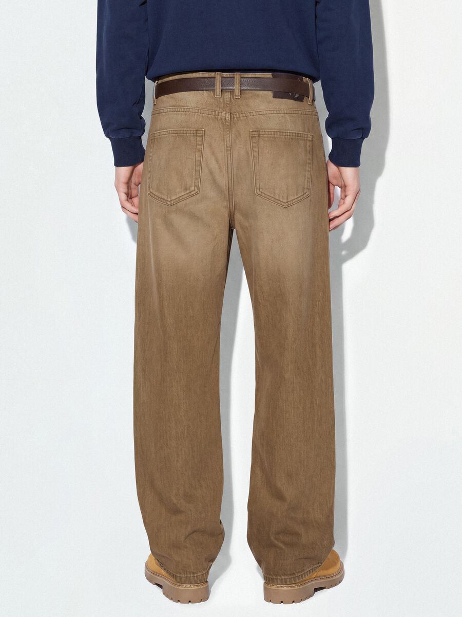 Jeans marroni in puro cotone barrel fit_3