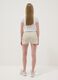Girls' beige cotton-blend cargo shorts with relaxed fit_1