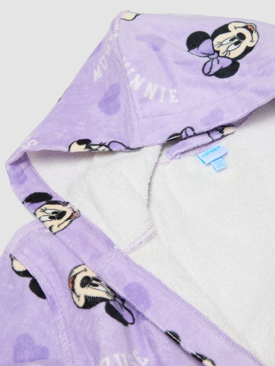 Purple pure cotton hooded Minnie print bathrobe_3