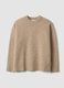 Maglione beige in lana elasticizzata girocollo over fit_0