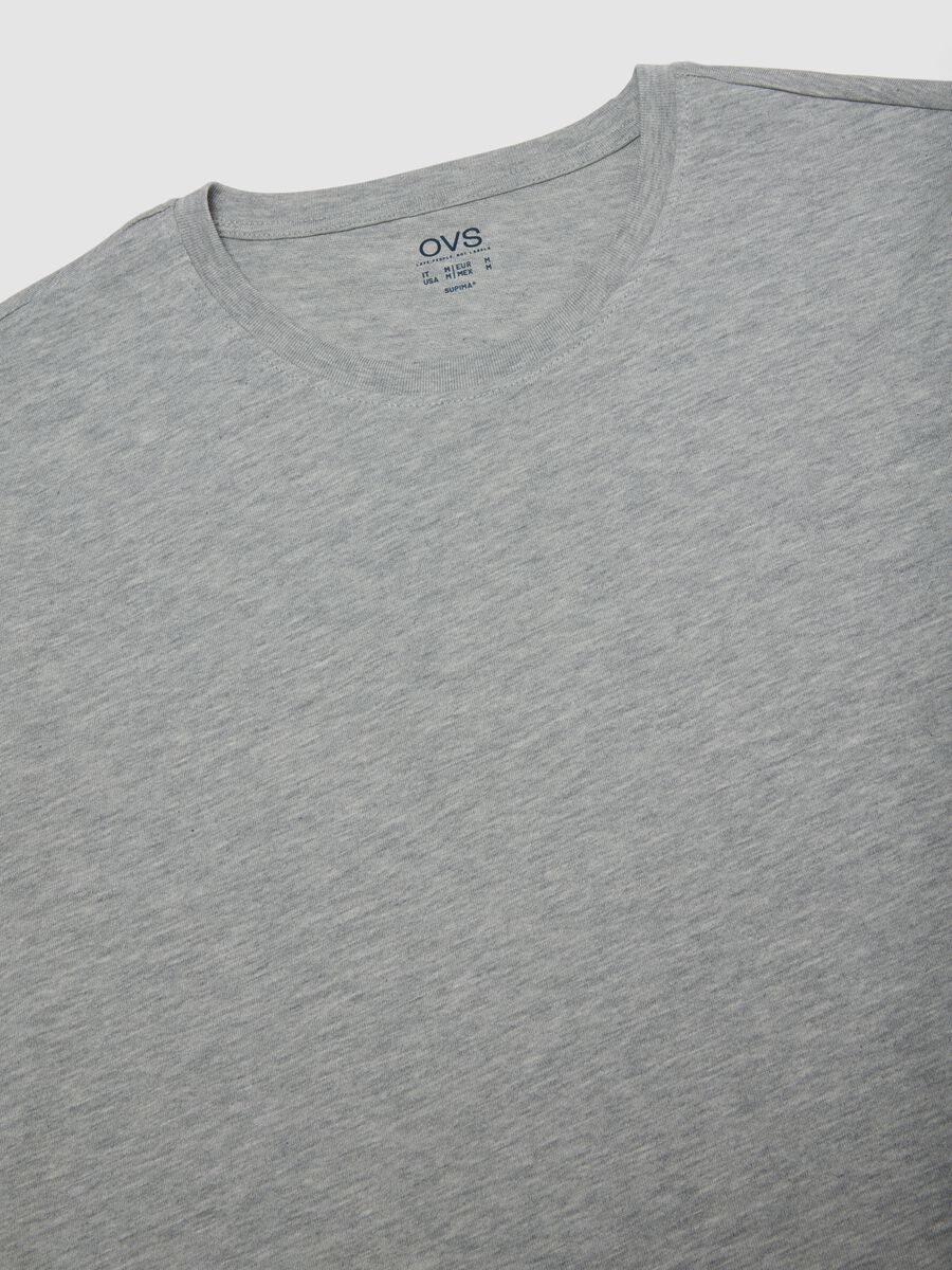 Grey crew-neck T-shirt in pure Supima cotton, regular fit_5