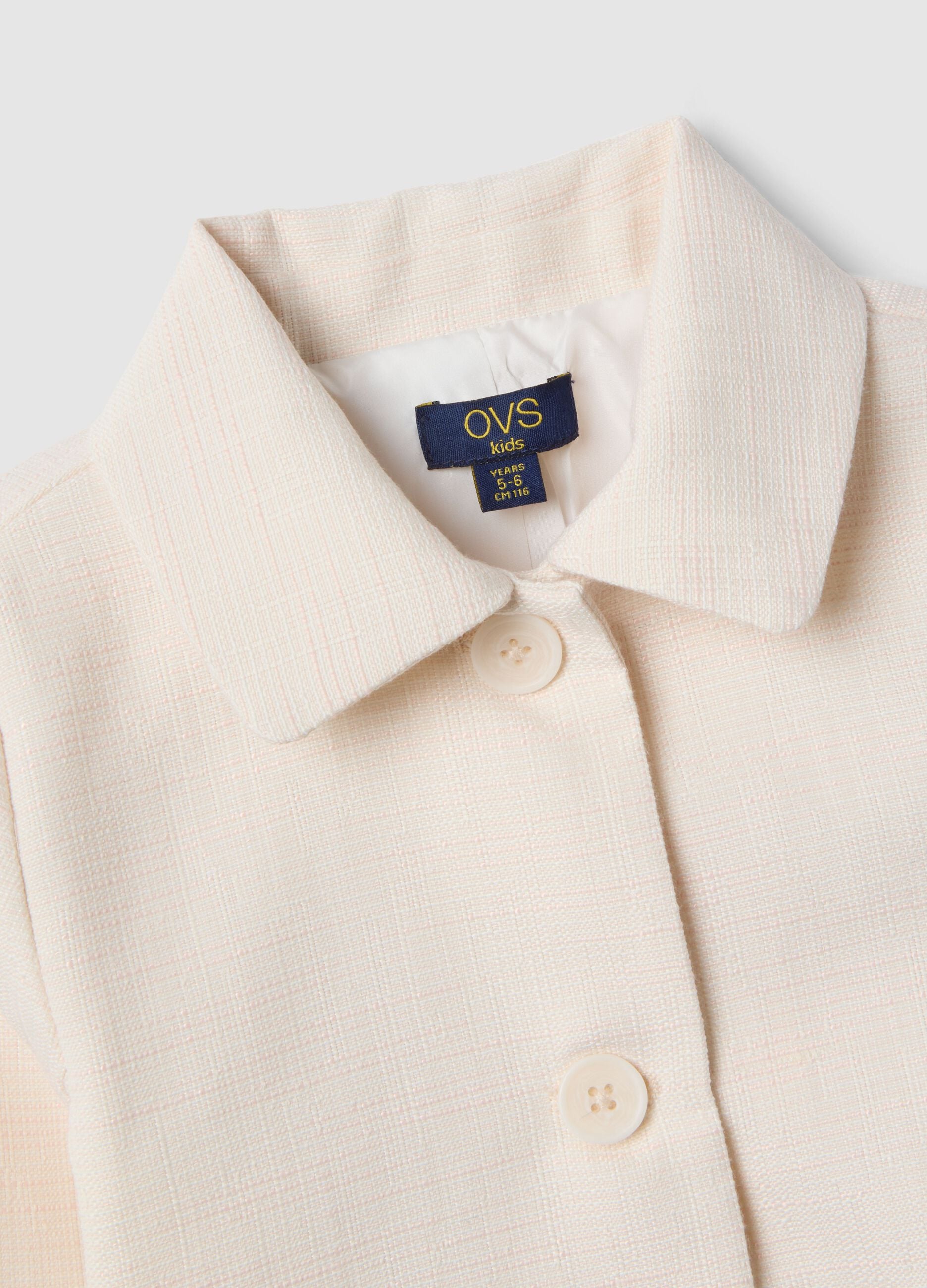 Girls&rsquo; beige regular-fit jacket with buttons