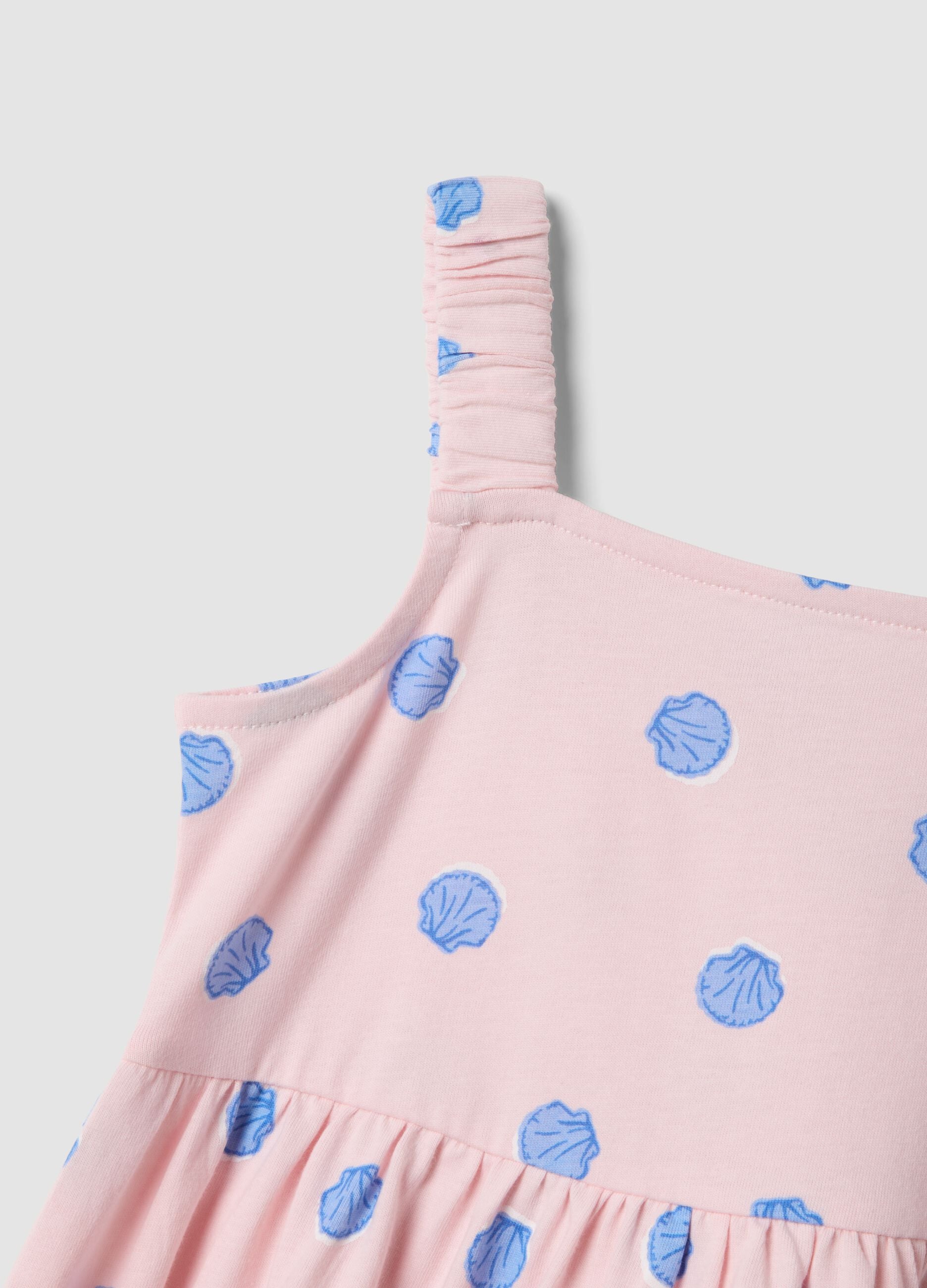 Girls&rsquo; pink pure cotton polka-dot dress, regular fit