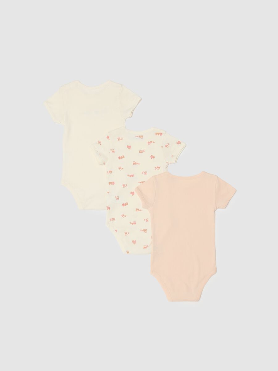 Tripack body a maniche corte multicolor da neonato in puro cotone_1