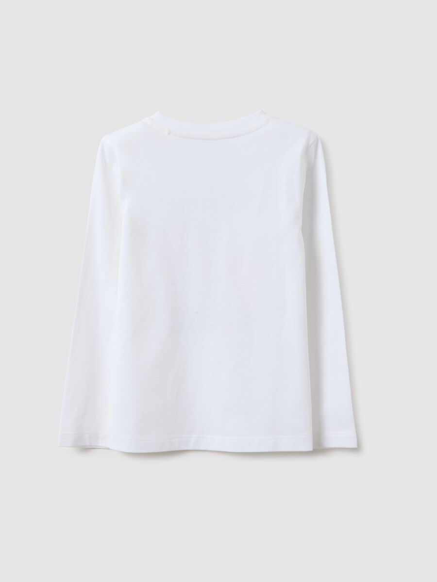 Girls' Regular Fit White Pure Cotton T-Shirt with Print_1