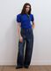 Blue stretch viscose crew-neck top, regular fit_1