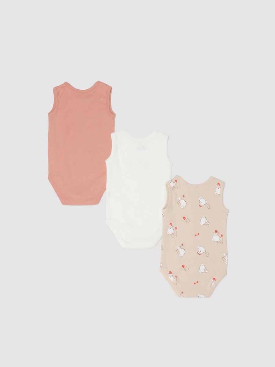 Tripack body senza maniche in puro cotone multicolor da neonato_1
