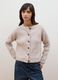 Beige crew-neck cardigan in stretchy wool and alpaca, regular fit_2