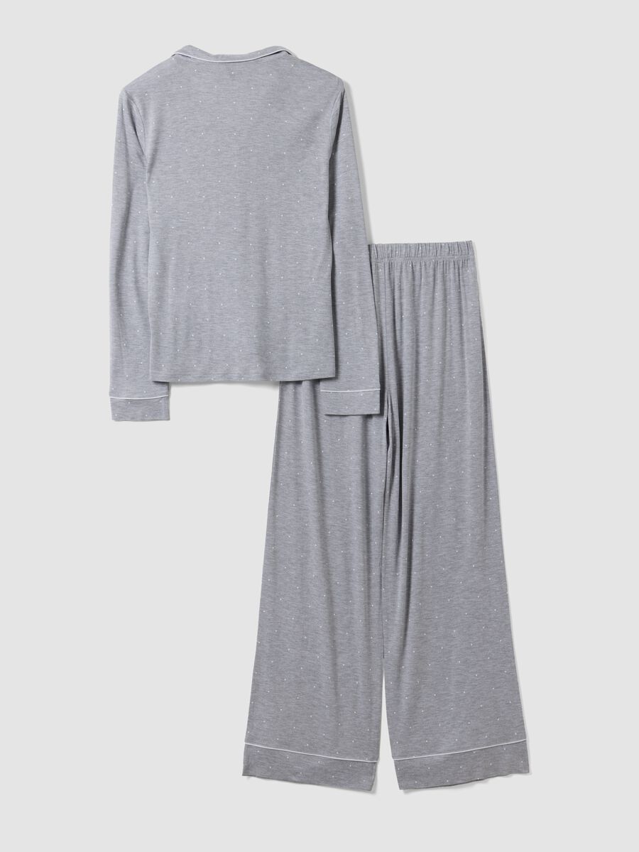 Grey pure viscose polka-dot V-neck pyjamas_6
