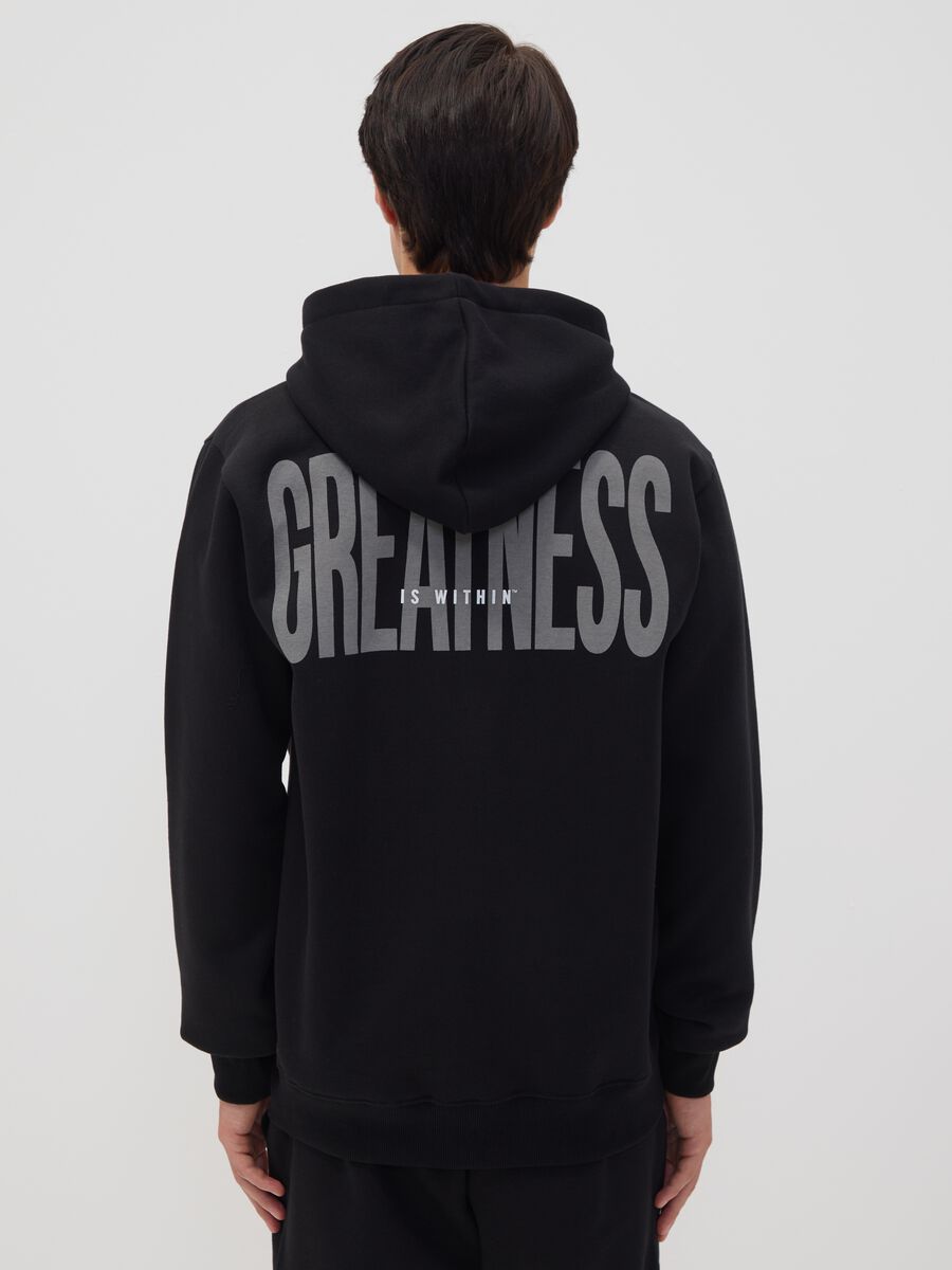 Black zip-up hooded sweatshirt in cotton blend_3