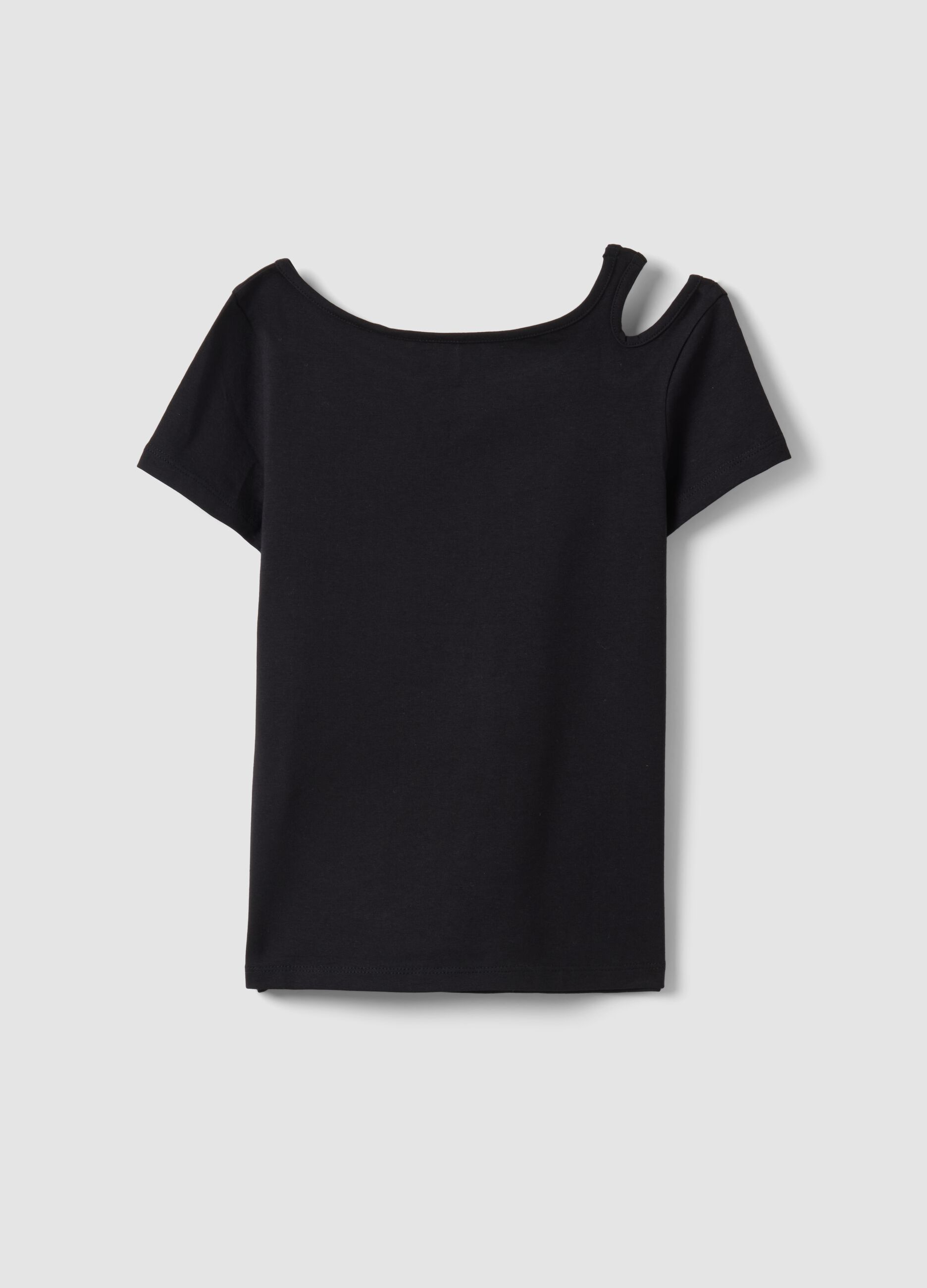 Black stretch cotton slim-fit girls' t-shirt