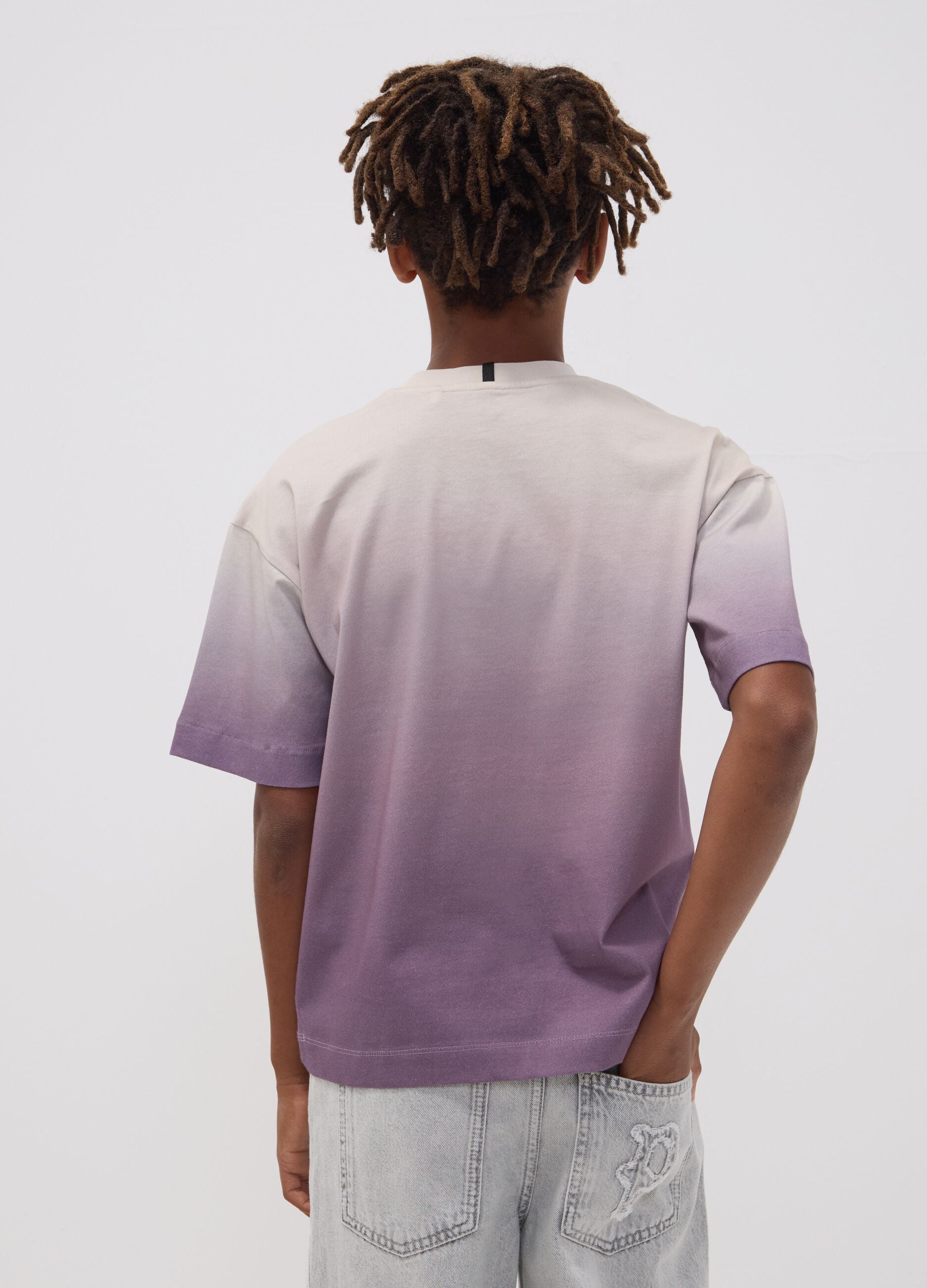Pure cotton oversized d&eacute;grad&eacute; T-shirt for boys