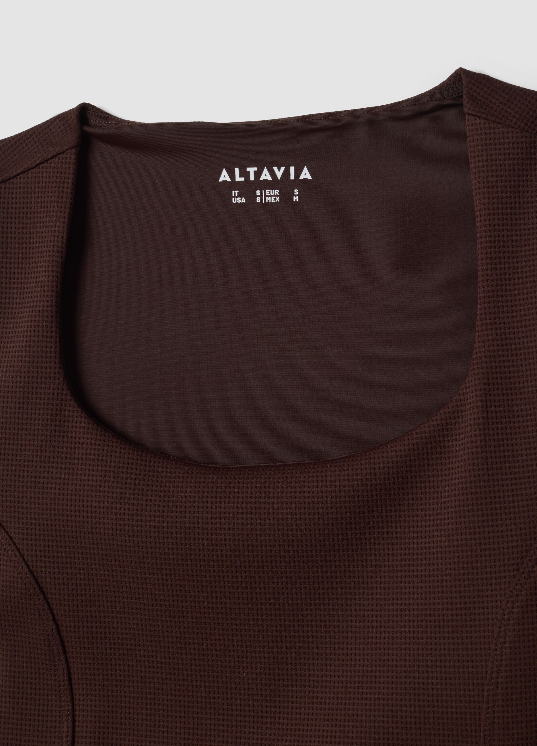 Brown cropped sports top in breathable stretch fabric ALTAVIA STUDIO