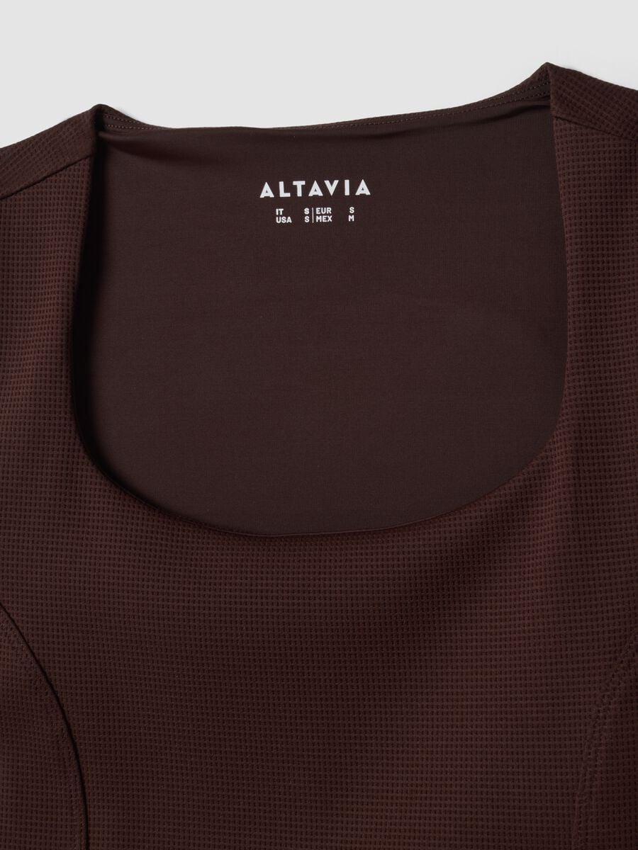 Top marrone crop in tessuto elasticizzato traspirante ALTAVIA STUDIO_7