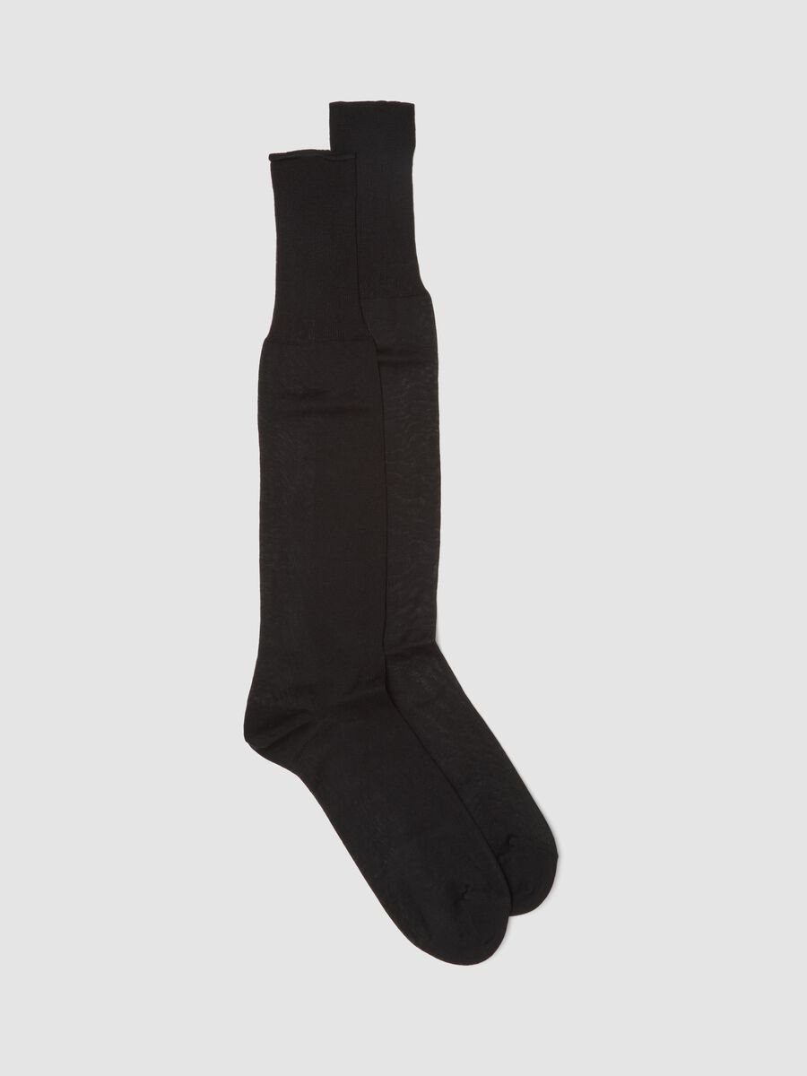 Black long socks in pure cotton_0