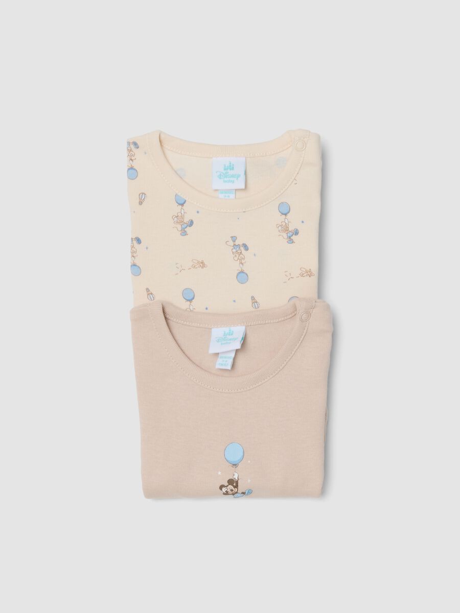 2-pack beige organic cotton baby bodysuits with Mickey print_2