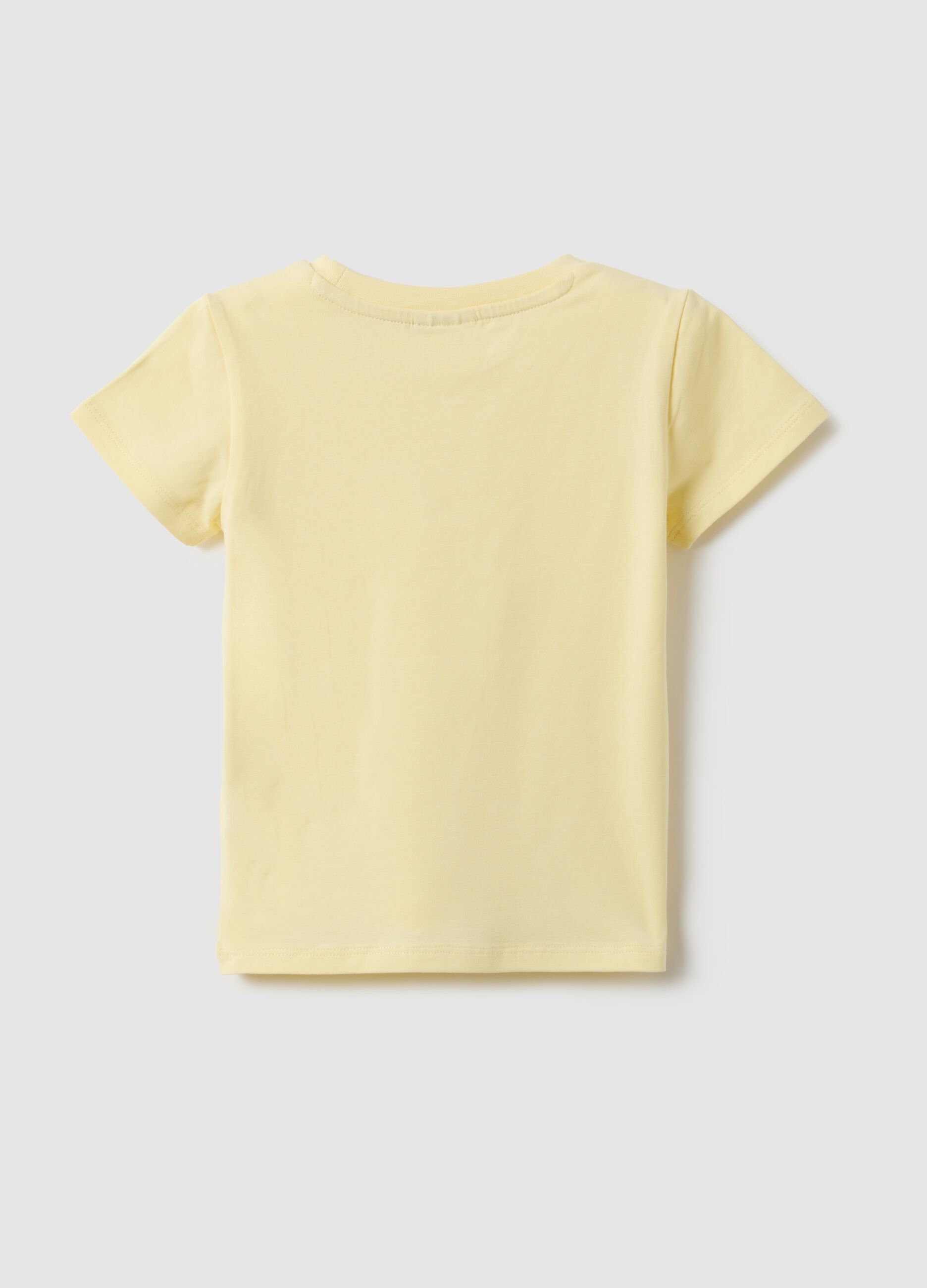 Yellow stretchy cotton girl's t-shirt regular fit with heart