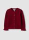 Red pure cotton openwork knit cardigan for baby girl_1