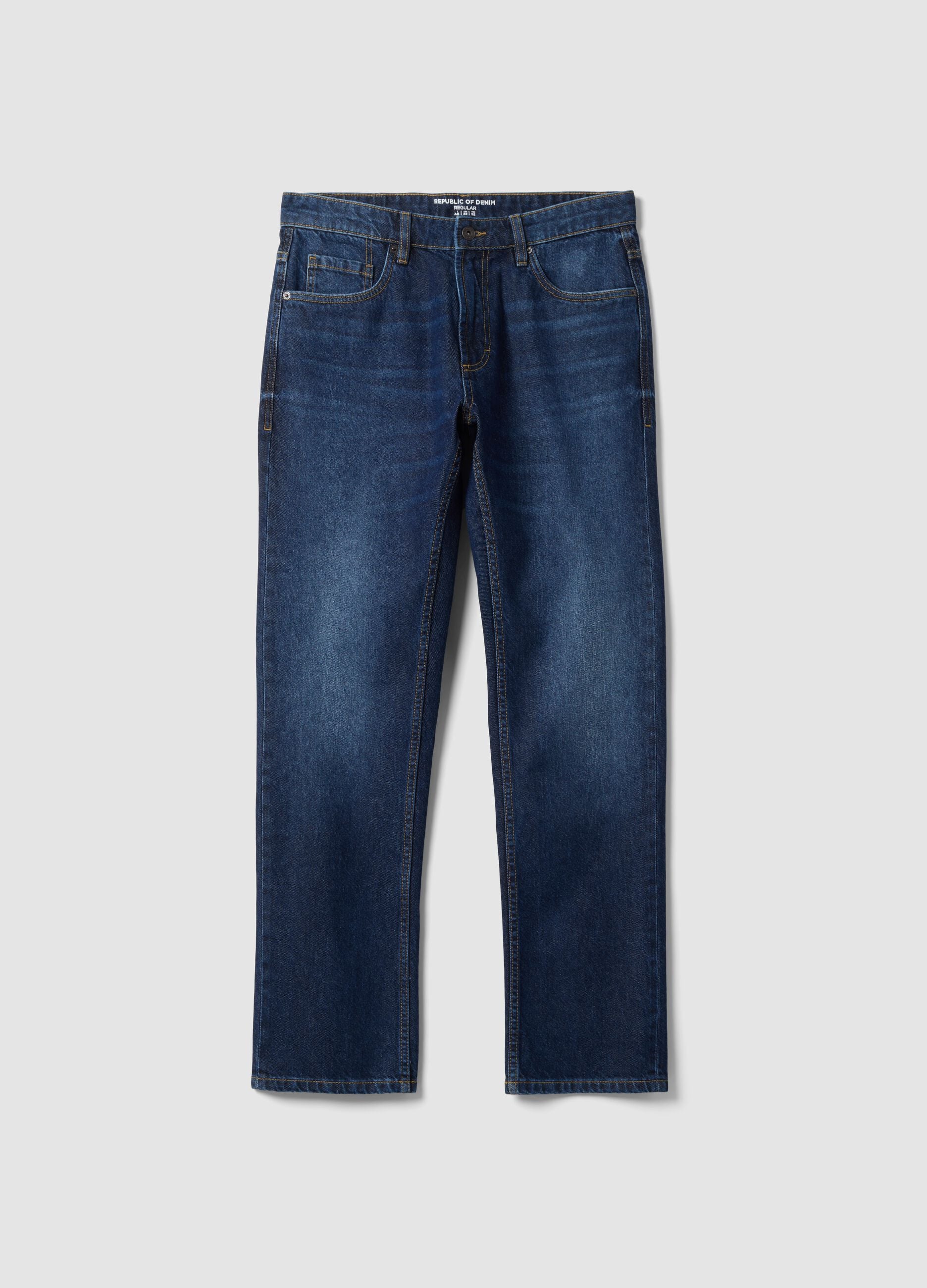 Regular fit denim jeans in pure cotton