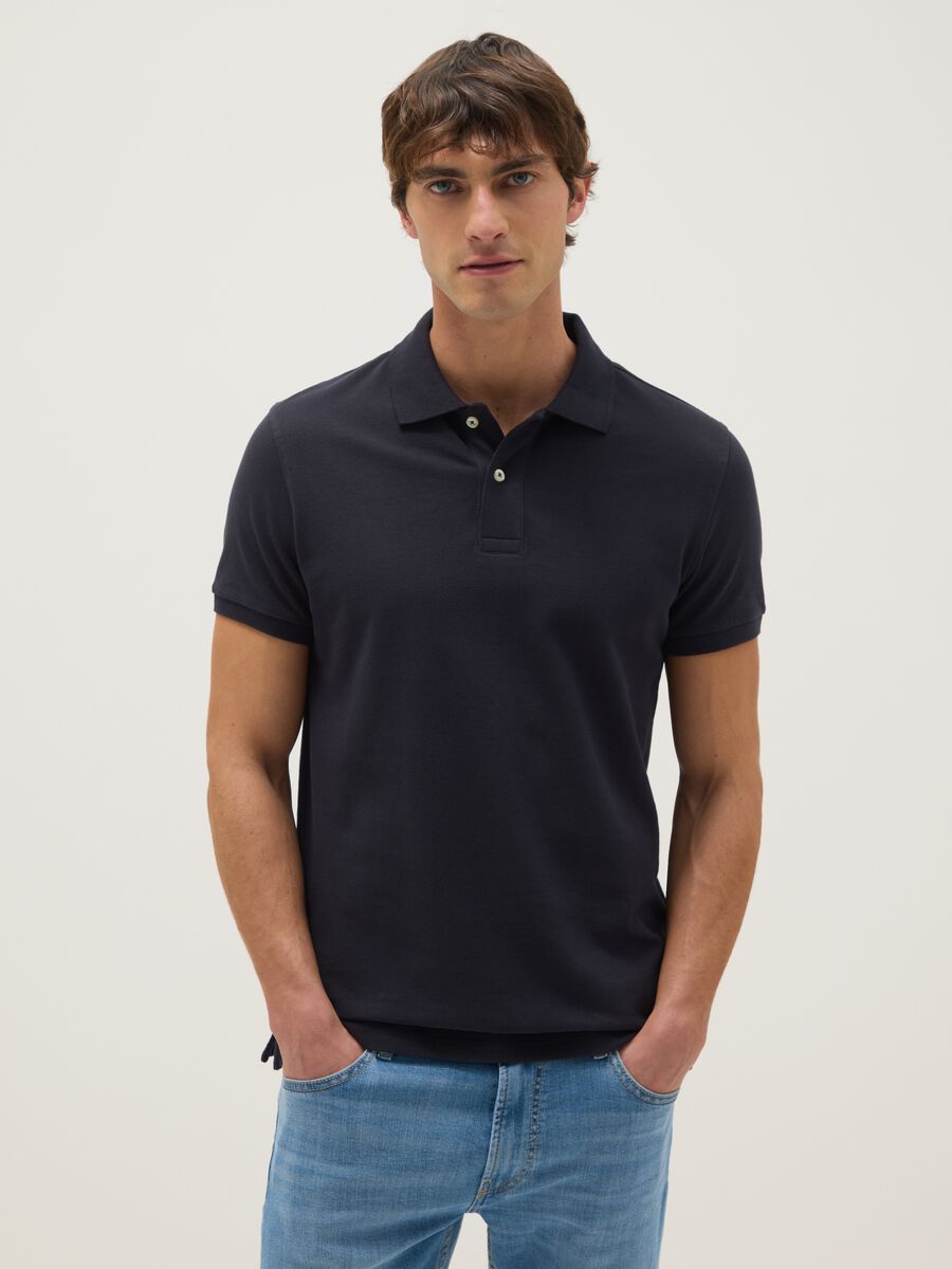 Blue regular fit pure cotton polo_0