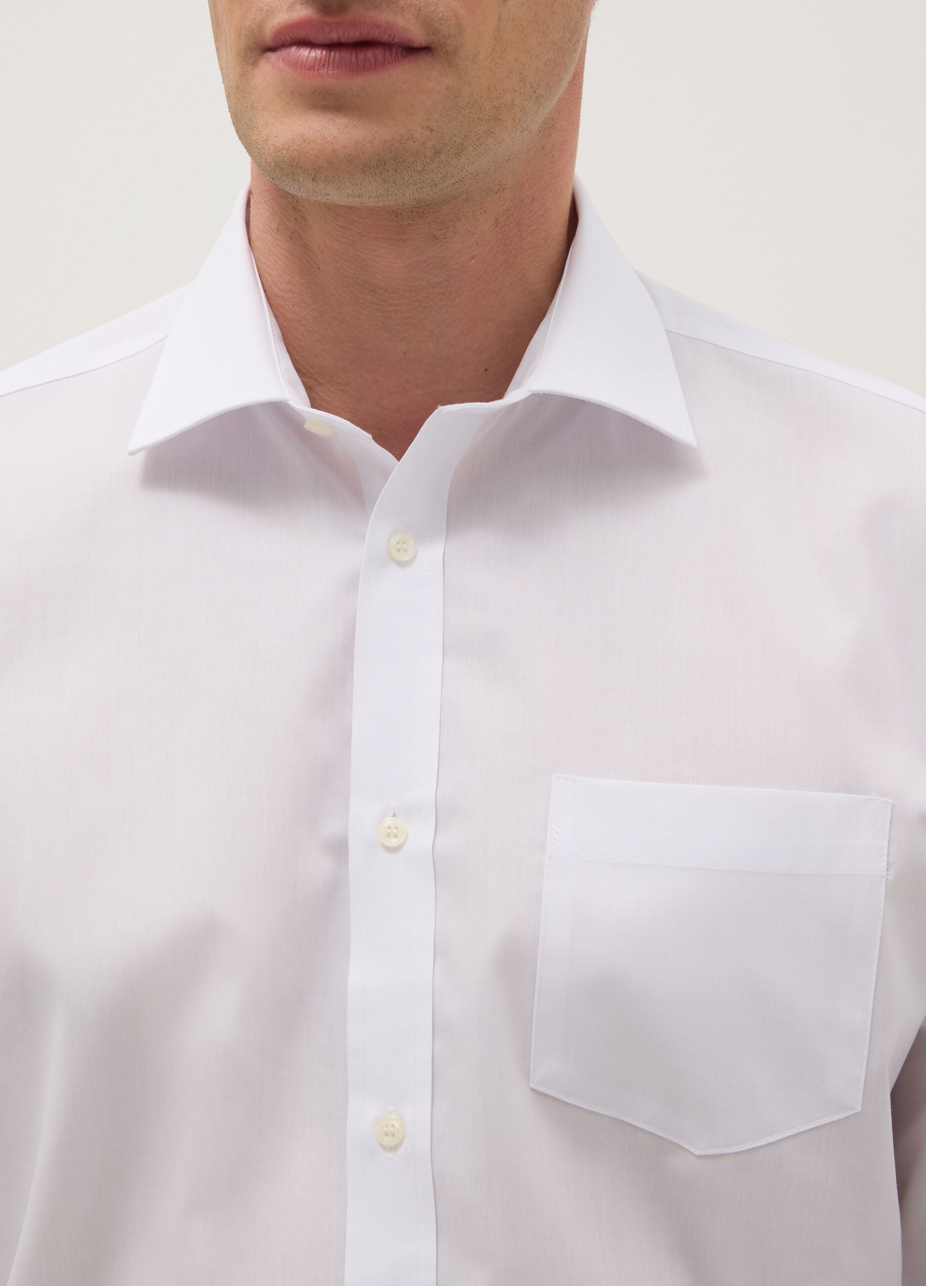 White cotton blend shirt regular fit easy iron