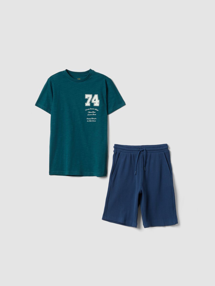 Kit t-shirt shorts in puro cotone multicolor da ragazzo regular fit_3