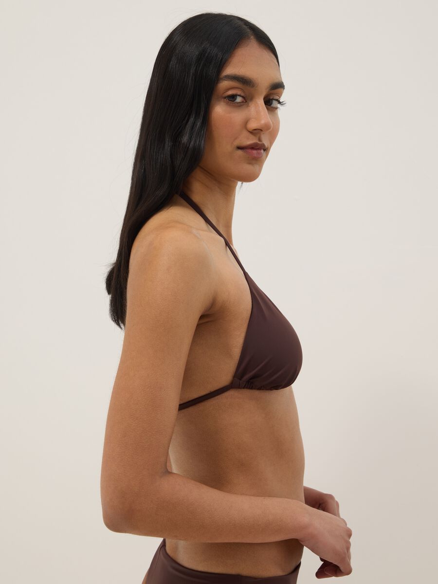 Top bikini a triangolo marrone in tessuto elasticizzato_3