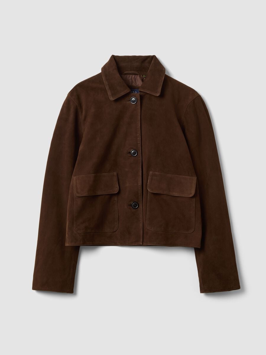 Brown Genuine Leather Blazer with Regular Fit and Classic Lapels_4