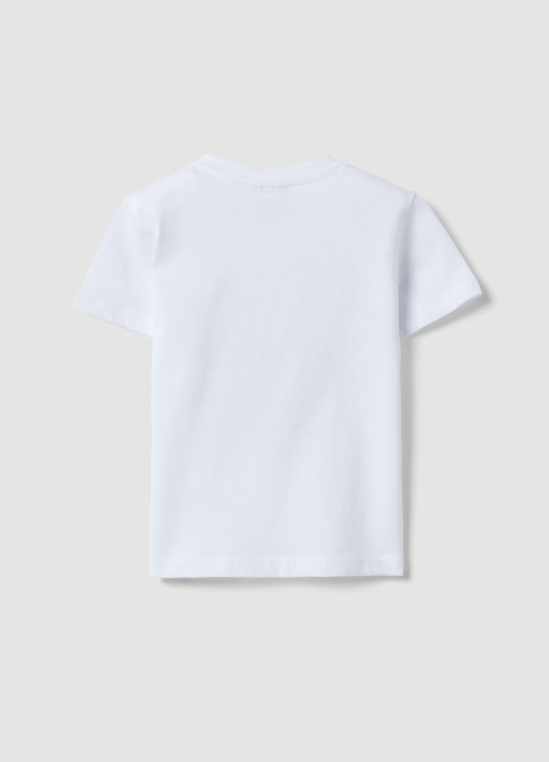 White pure cotton boys&rsquo; T-shirt, regular fit, with nautical print